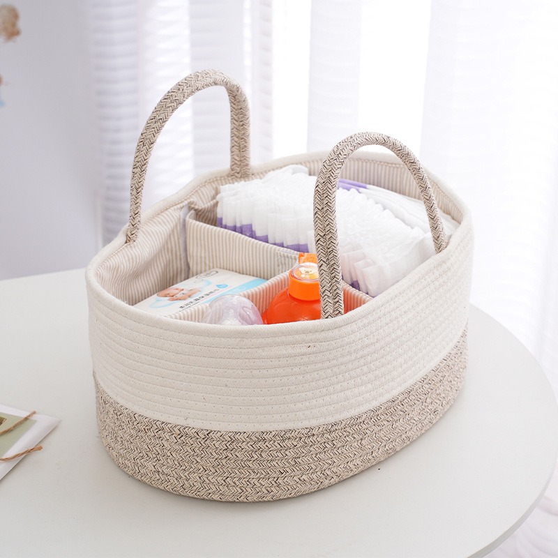 Baby Food Bag - Foldable Diaper Caddy Organize Cotton Rope