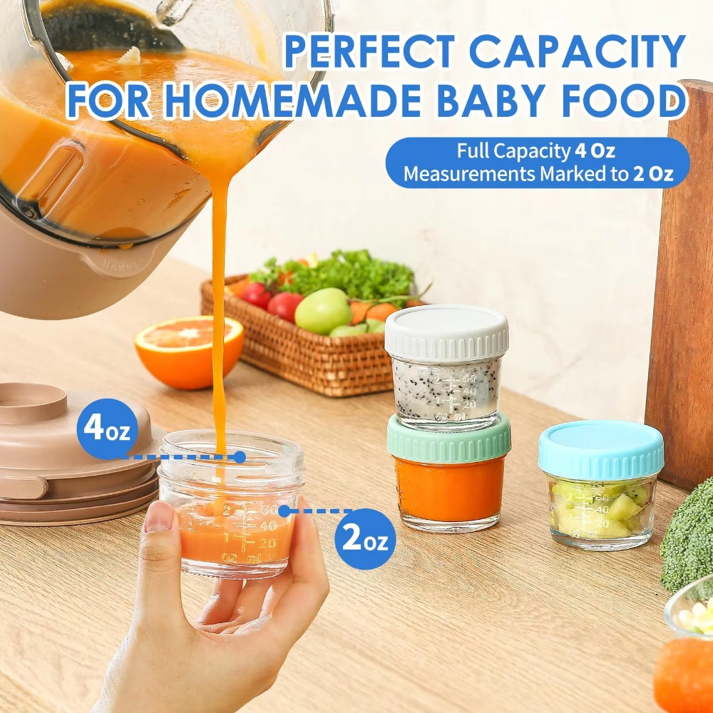 6pcs Glass Baby Food Jar Reusa - Baby Food Jars With Lids ulasan dan harga